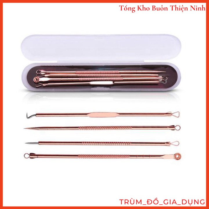 HỘP NẶN MỤN VÀ LẤY RÁY TAI INOX 4 QUE 8 ĐẦU