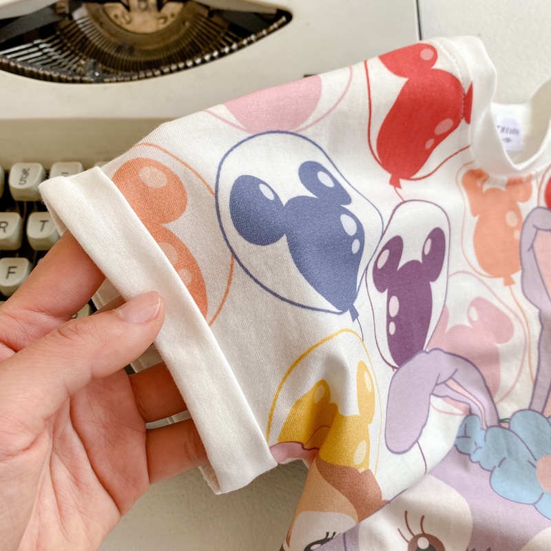 áo disney bé gái Cotton Tay Ngắn Họa Tiết Hoạt Hình Dành Cho Bé Gái Từ 2-8 Tuổi
