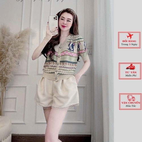 Áo len cardigan cổ V cúc ngọc họa tiết thổ cẩm mùa thu đông phong cách ulzzang thời trang nữ yolo fashion