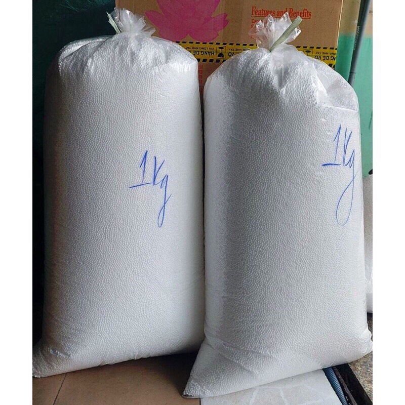 Hạt xốp trắng trọng lượng 2kg chuyên nhồi gối lười,  đỡ cổ, trang trí nen,hàng sẵn kho