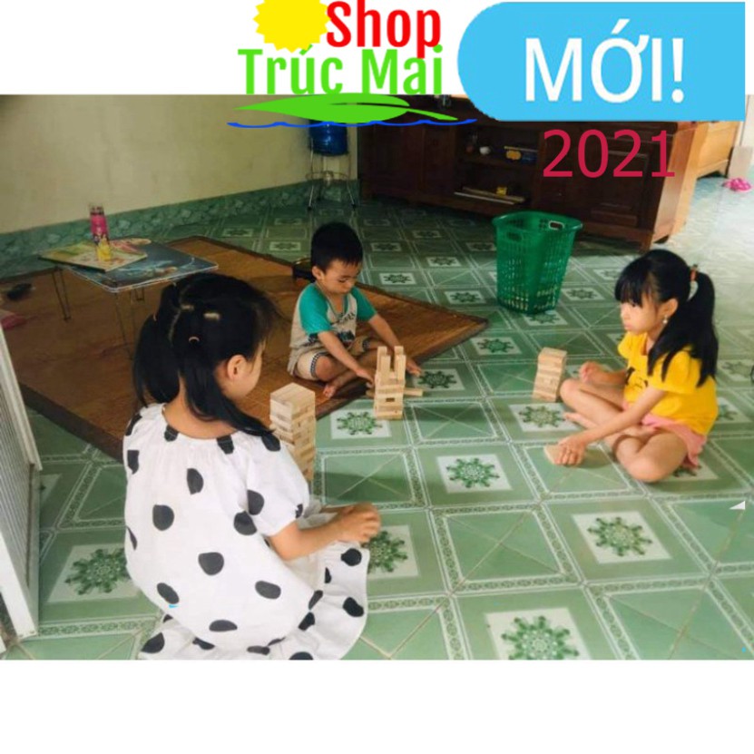 Bộ 54 thanh rút gỗ xếp hình đồ chơi Domino Montessori lắp ráp