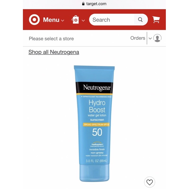 Kem chống nắng Neutrogena Hydro Boost Water Gel SPF 50