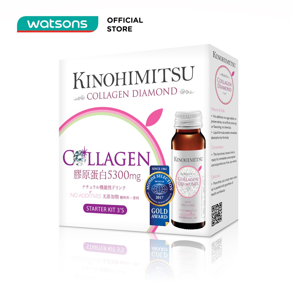 Nước Uống Kinohimitsu Đẹp Da J'Pan Collagen Diamond 5300 Drink Hộp 3 chai (50g/chai)