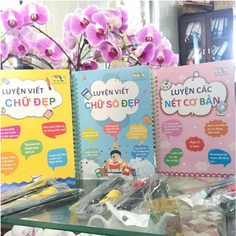 Bộ 3 Vở Viết Thần Kỳ, Tự Xóa Sau 30', Tặng Kèm 2 Bút 8 Ngòi Bút - Kèm Túi...