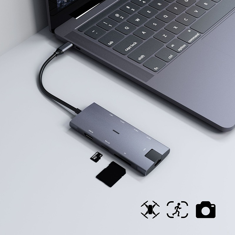 Thiết Bị Chuyển Đổi Cổng Usb C Hub 8 Trong 1 Với Cổng Usb 3.0 Sd / Tf Cho Macbook Pro Air