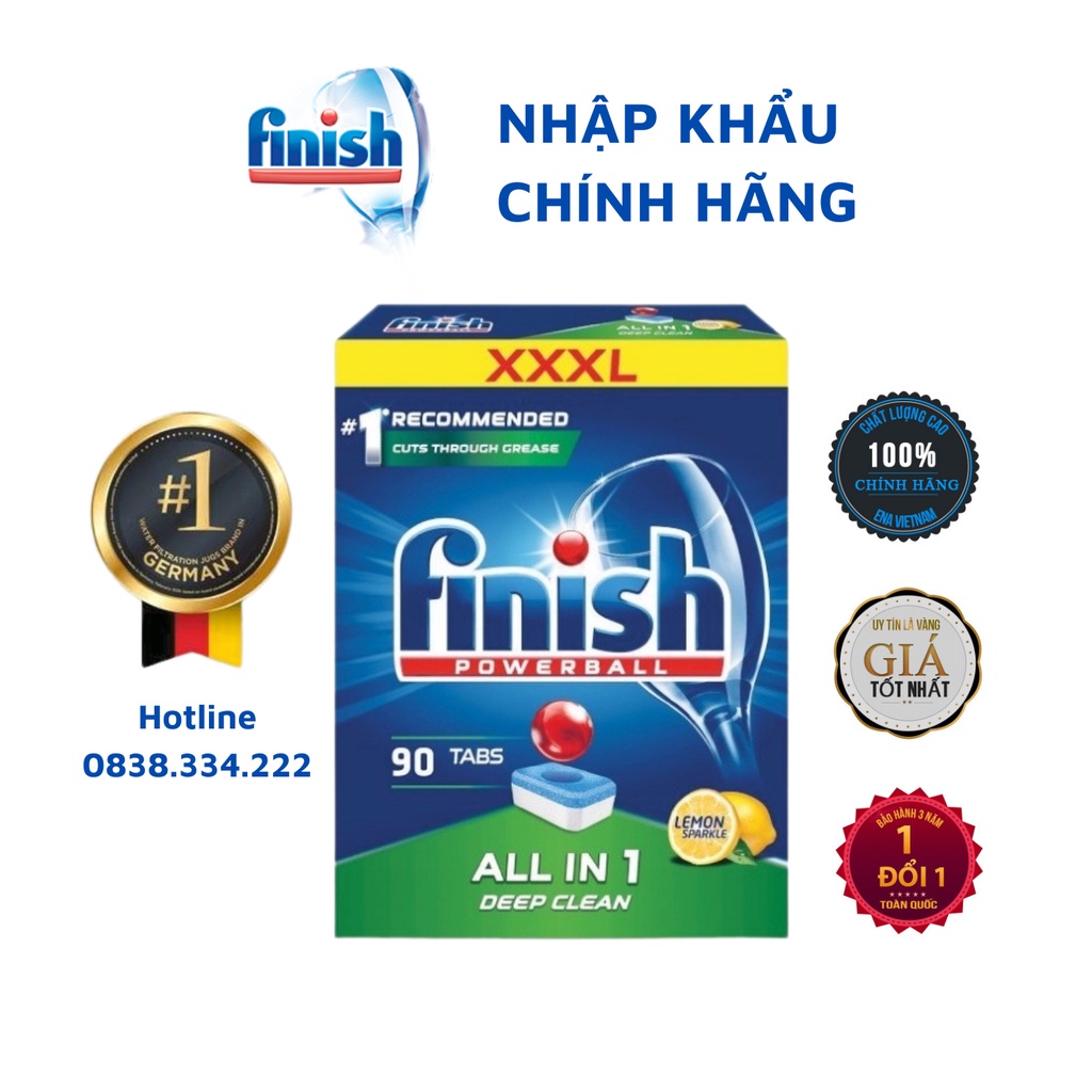 [HCM] Viên rửa chén Finish All in one 86 viên - Hương chanh Nhập khẩu Chính hãng