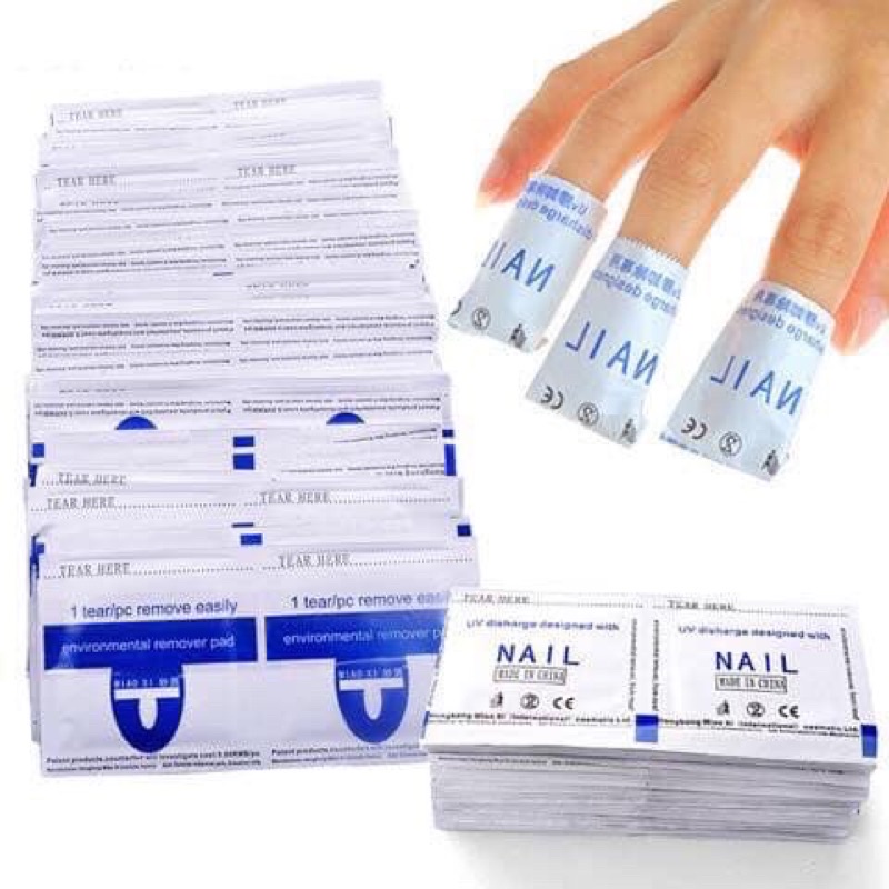 Hộp giấy ủ phá gel bột , Giấy phá gel móng tay rất nhanh, an toàn, không cần Acetone, an toàn, tiện dụng hộp 200 miếng