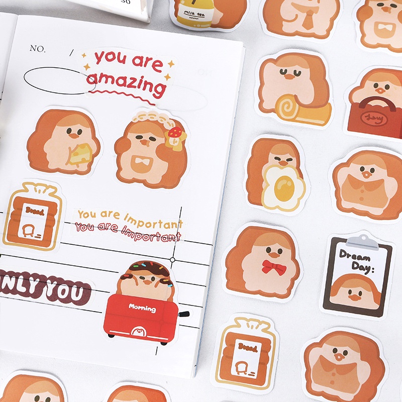 Sticker hộp 46 miếng dán - Gấu Nhỏ - Hộp nhãn dán trang trí sổ tay bullet journal - M446