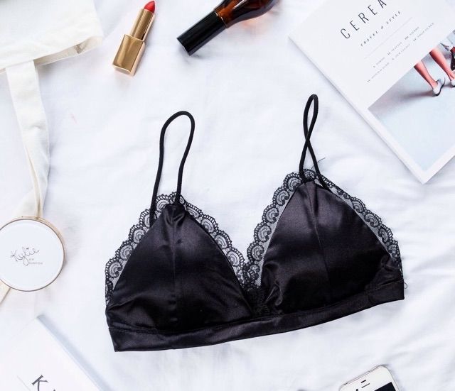 Áo Bralette lụa satin viền ren sexy (kèm video)