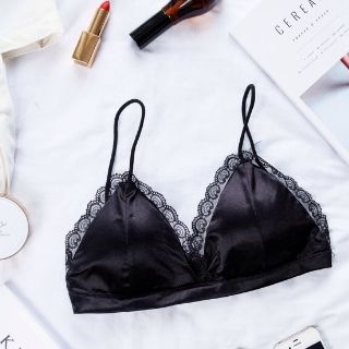 Áo Bralette lụa satin viền ren sexy (kèm video)