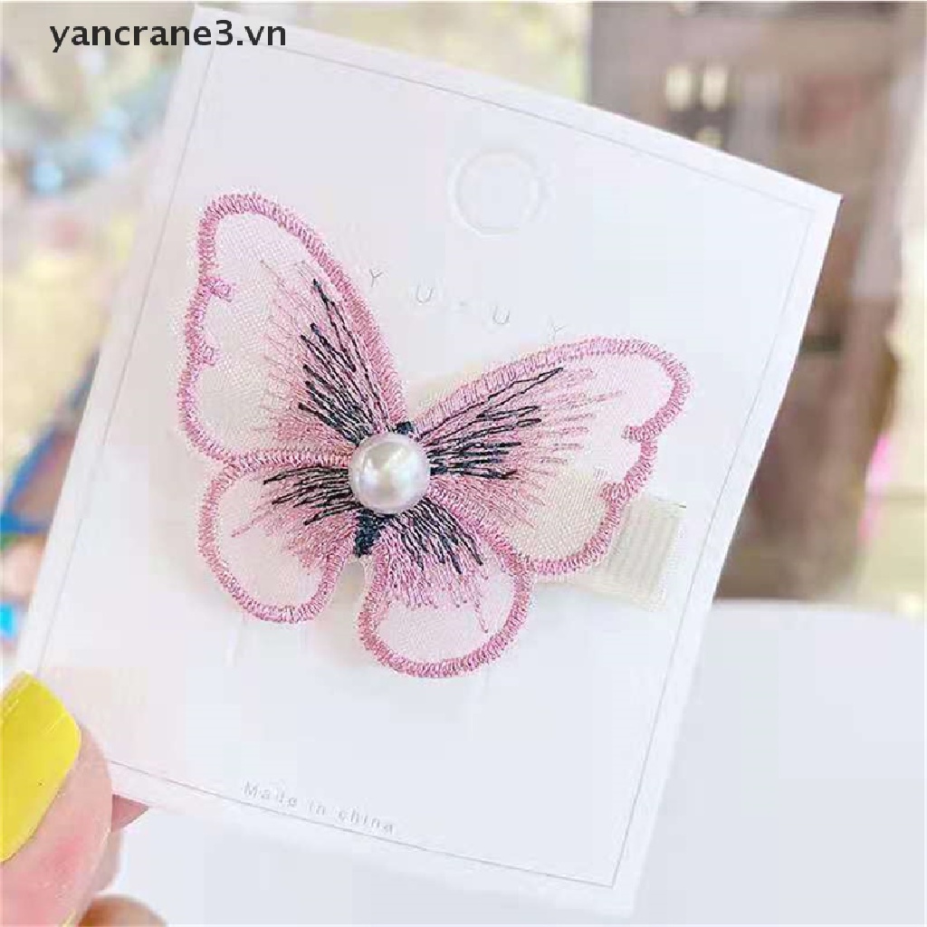 Kẹp Tóc Hình Bướm Phối Ren Dễ Thương Ngọt Ngào Cho Nữ {yancrane3.vn}