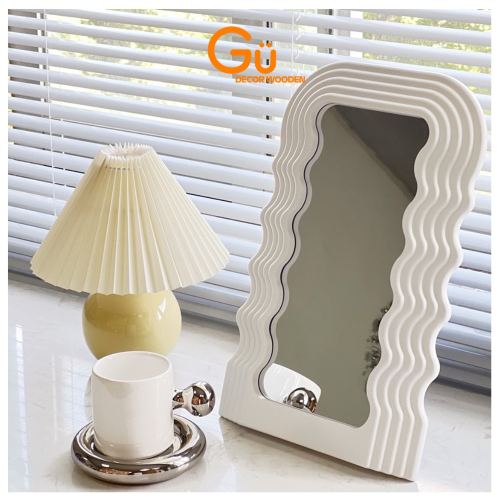 Gương trang điểm để bàn, Gương soi lượn sóng decor phụ kiện trang trí nhà cửa
