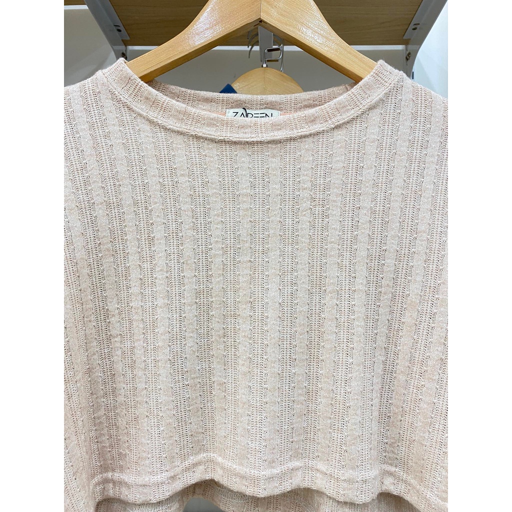 ÁO LEN CROPTOP TAY DÀI ZAREEN LEN25 HỒNG PHẤN