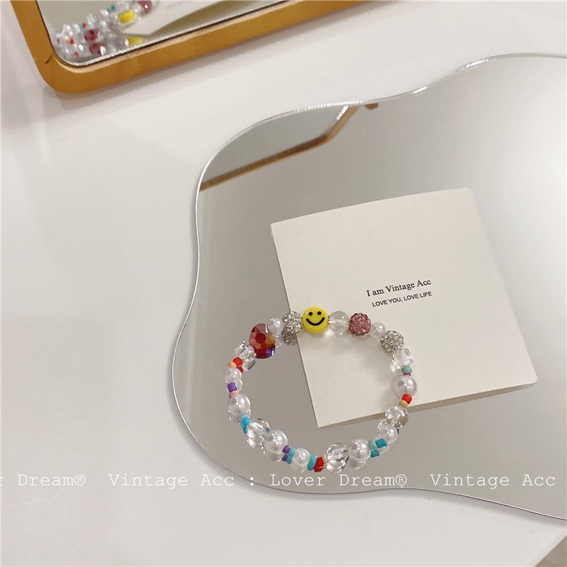 Vòng Đeo Tay Hình Mặt Cười Kim Cương Màu Sắc 191153Túi Đeo Chéo Thiết Kế Đơn Giản Phong Cách Hàn Quốc Dễ Phối Đồ