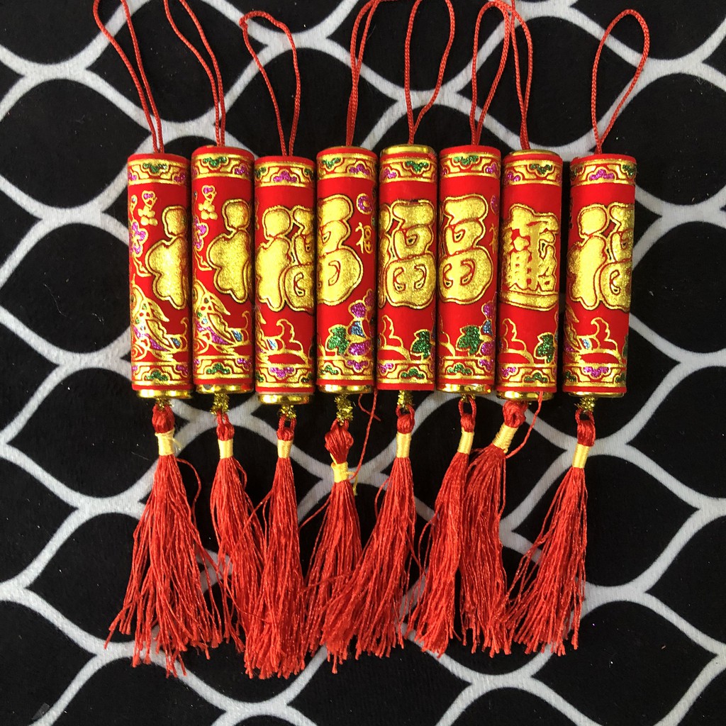 Bộ 8 pháo giả treo cành mai đào trang trí tết