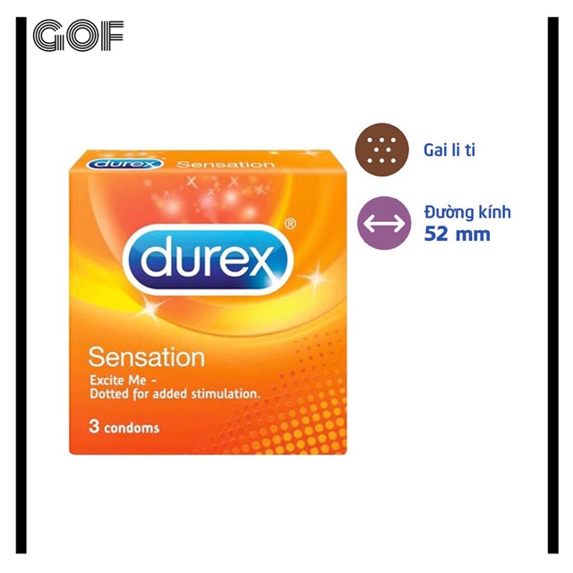 [CHÍNH HÃNG]Bcs gân gai DUREX SENSATION 3 cái