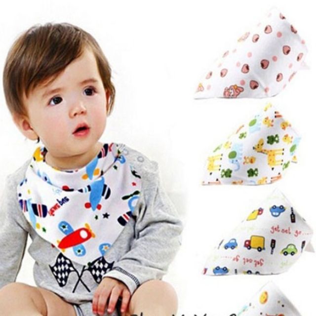 Khăn yếm tam giác cotton 2 lớp