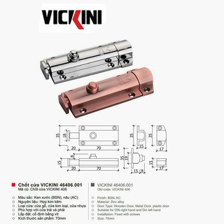 Chốt cửa VICKINI 46406.001 /100 mm