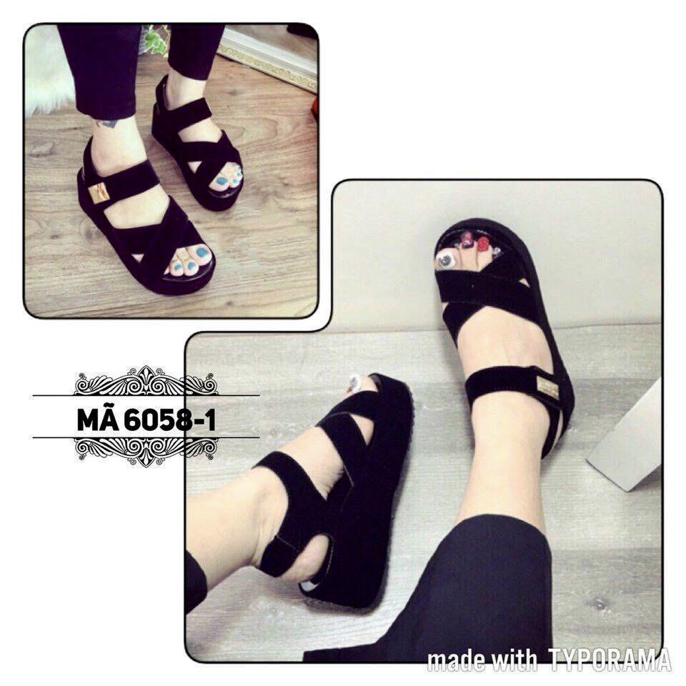 Sandal Nhung Hộp Xanh SHLL - Nhiều Kiểu - Giày Đế Bằng Quai Hậu Dán Xé 6057-1 6058-1 6059-1