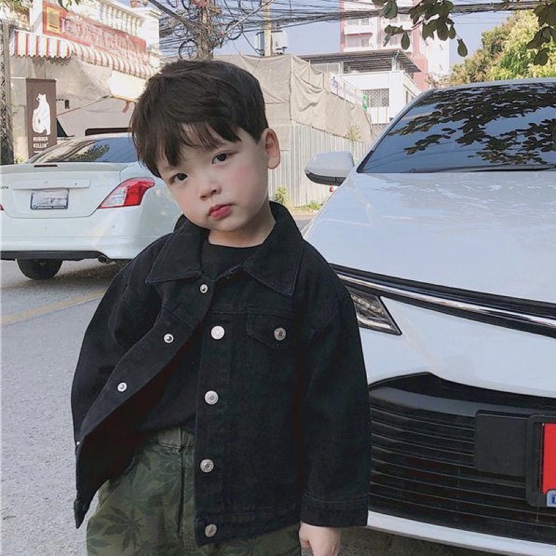 Áo khoác jean cho bé trai bé gái Batala kids, áo bò trẻ em hai màu khuy bấm cho bé từ 10-25kg