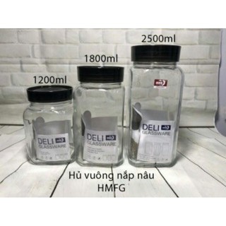 Hủ thủy tinh vuông 1200ml, 1800ml, 2500ml