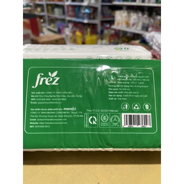 Giấy rút không bụi Frez gói 200 tờ siêu dai không bị mủn khi nhúng nước