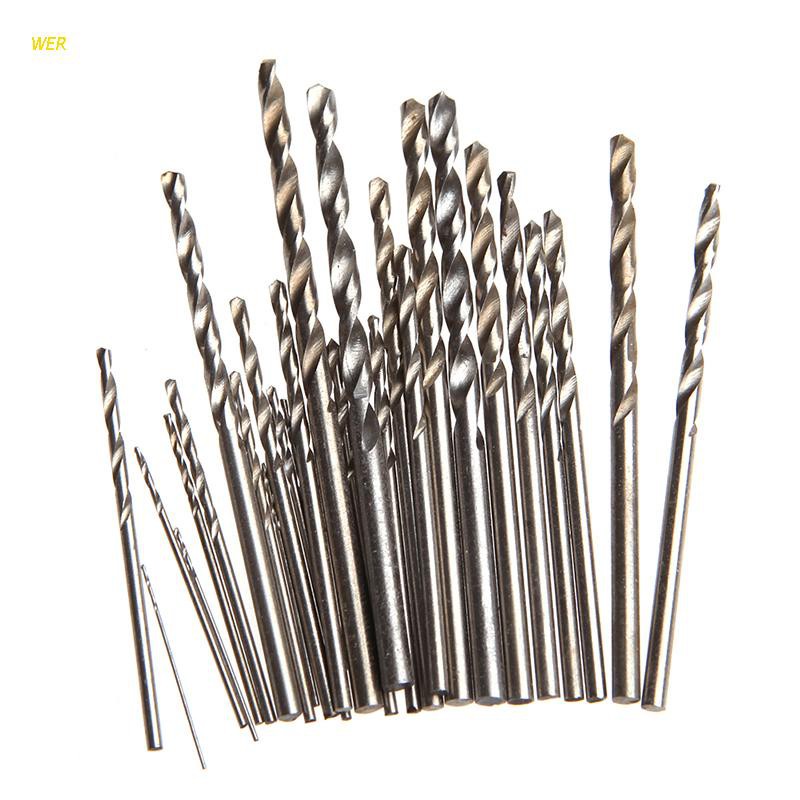 WER 28Pcs Mini Micro HSS Twist Drill Bits Set Metric 0.3-3.0mm Sizes For PCB Crafts