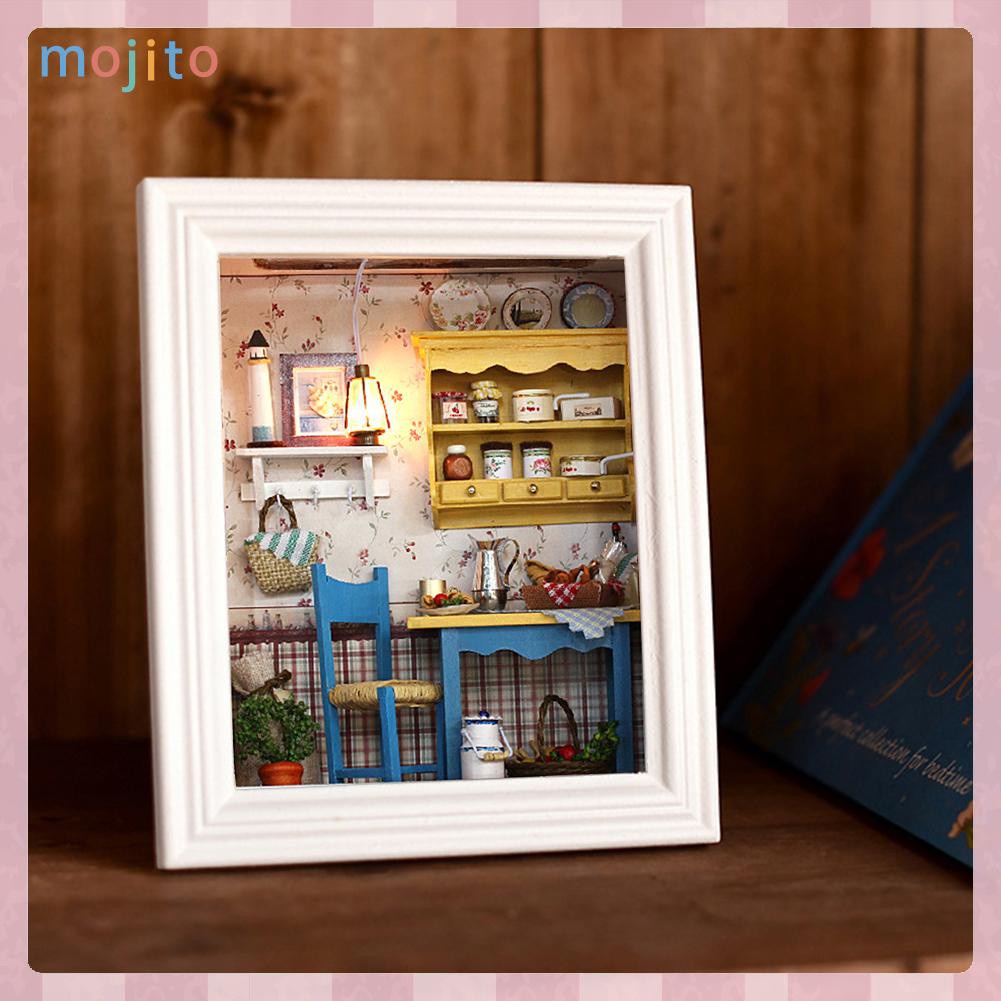 Bộ Đồ Chơi Lắp Ráp Mô Hình Nhà Búp Bê Mojito Kèm Khung Ảnh Diy