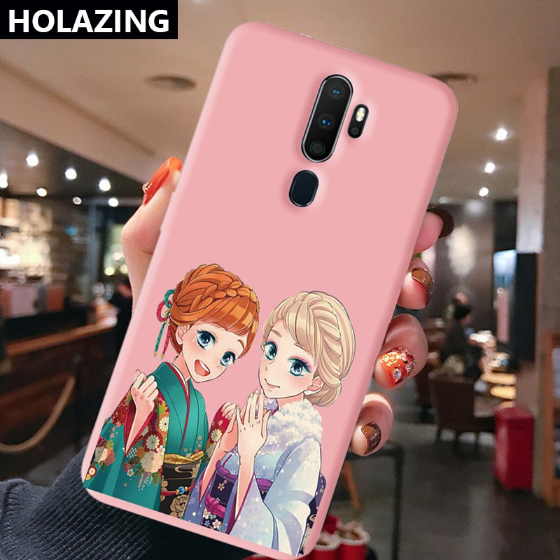 OPPO A15 A32 A33 A9 2020 A5 A3S AX7 AX5S A7 OPPO A53 A31 A91 A12 F11 Pro F9 Candy Color Phone Cases vỏ điện thoại Frozen Elsa and Anna Soft Silicone Cover