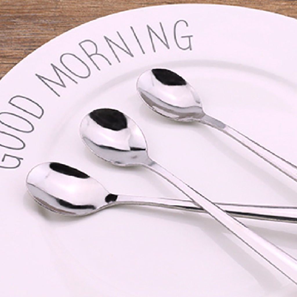 Set 2 Muỗng Cà Phê Cán Dài Bằng Thép Không Gỉ