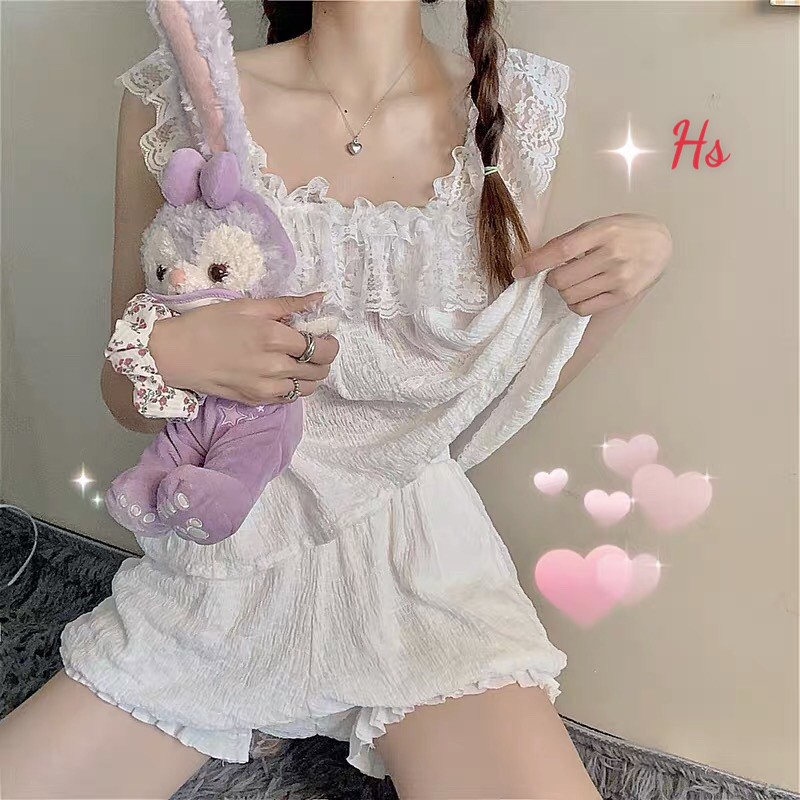 Bộ Ngủ Đùi Rút Ngực Hoa Nhí - Đồ Bộ Nữ Chất Vải BOZIP - HANHAN CLOTHINGS | BigBuy360 - bigbuy360.vn