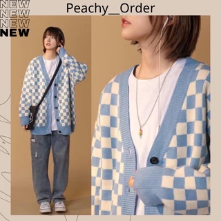 Áo khoác len cadigan dài tay hoạ tiết kẻ caro ( kèm video shop quay ) - Ảnh thật mẫu mặc ở cuối