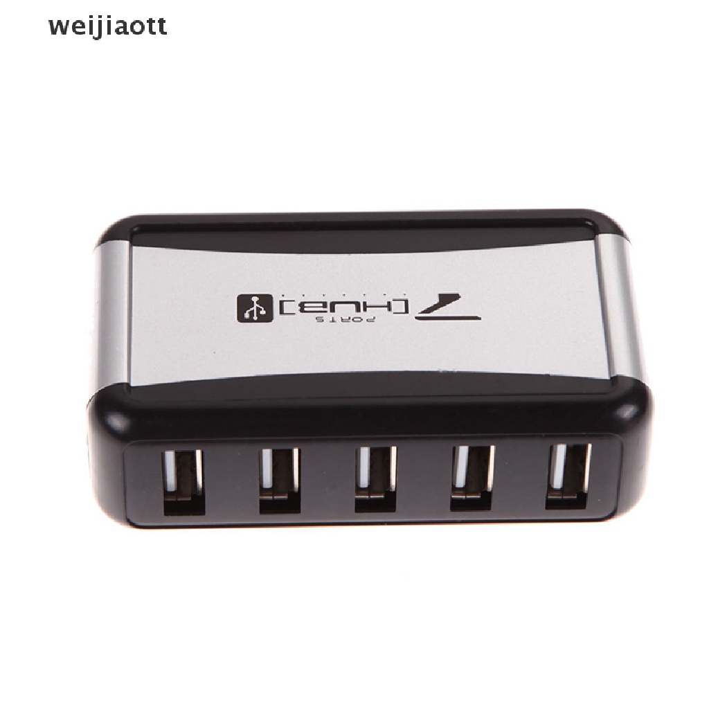 weijiaott USB 7-Port HUB Powered With AC Adapter Cable High-Speed EU/US Plug For PC Laptop WT
