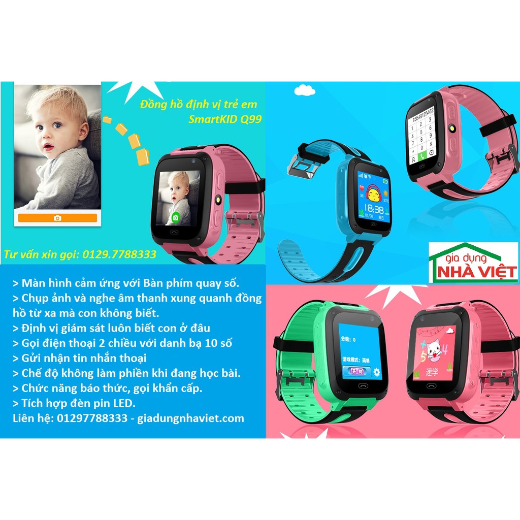 Đồng hồ định vị SmartKID Q99 Camera & màn hình cảm ứng