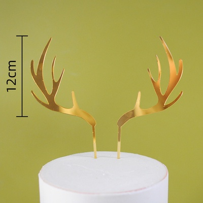 Que cắm topper mica sừng hươu vàng_GS_Noel