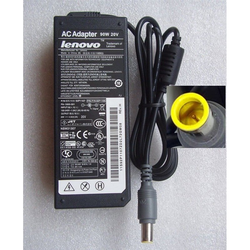 [Adapter] Sạc Lenovo 20V - 4.5A chân kim zin logo - Tặng Kèm dây nguồn - NEW