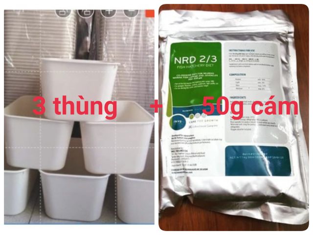 combo 3 thùng kem nhựa đen trắng + 50g cám 2/3