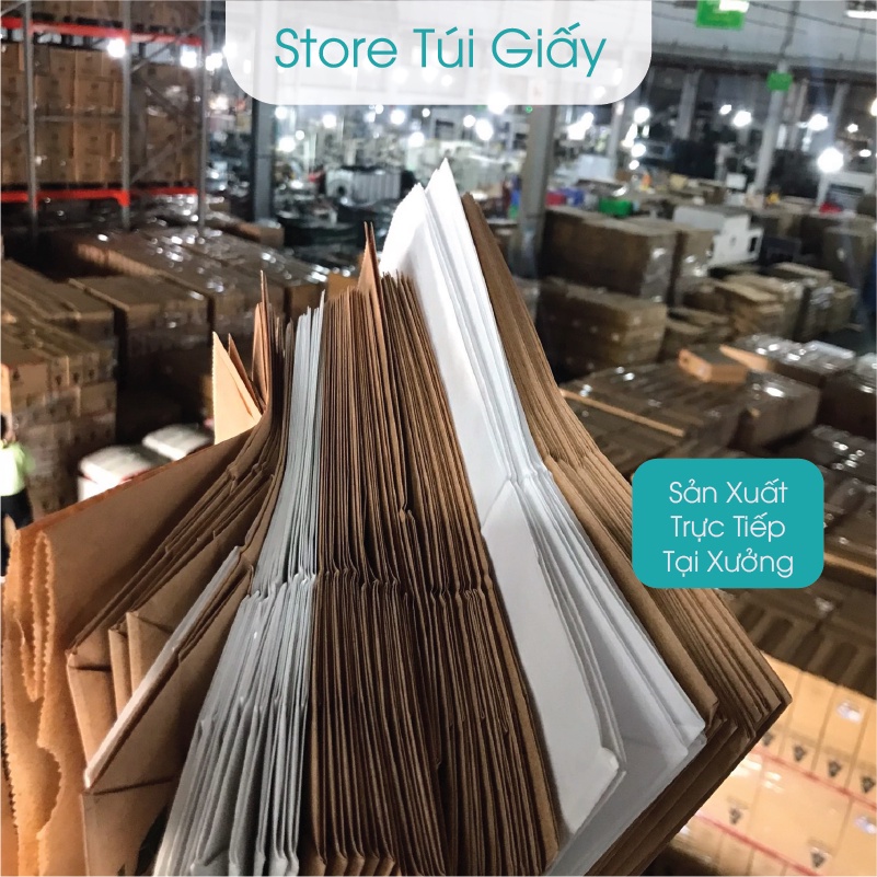 Túi giấy đựng bánh mì, bánh các loại. SET 50 TÚI giấy xi măng trơn không quai, túi giấy gói hàng