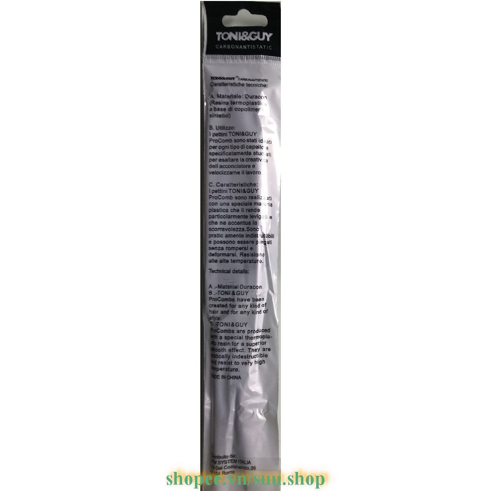 Lược Đuôi Nhọn Toni&Guy 06300 Cho Thợ Chuyên Nghiệp Và Người Dùng Tại Nhà Chính Hãng.