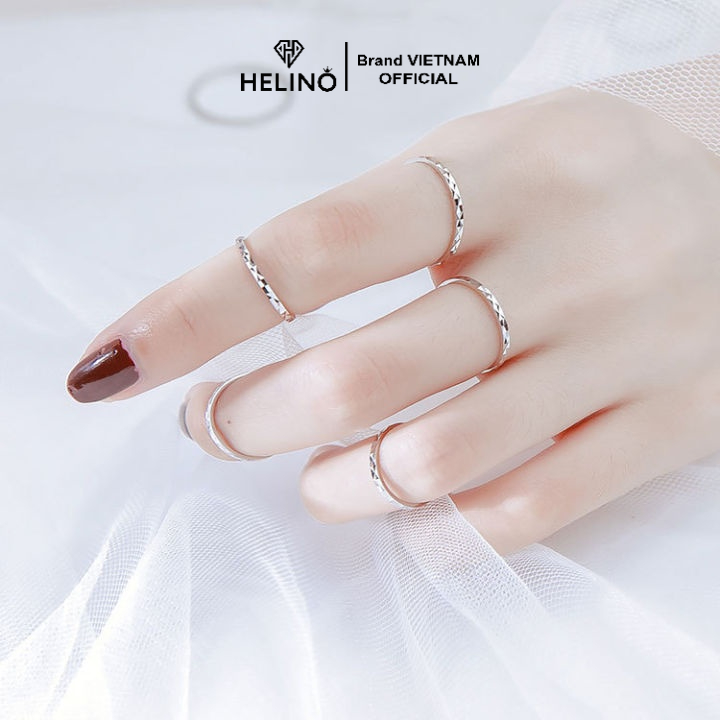 Nhẫn bạc nữ HELINO viền thoi Midi Diamond Ring N07
