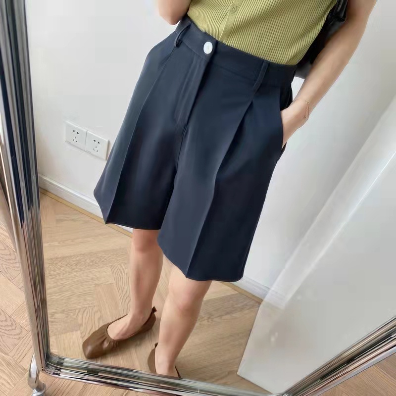 Quần Lửng Màu Trơn Phối Túi Thiết Kế Thanh Lịch Cho Phái Nữ