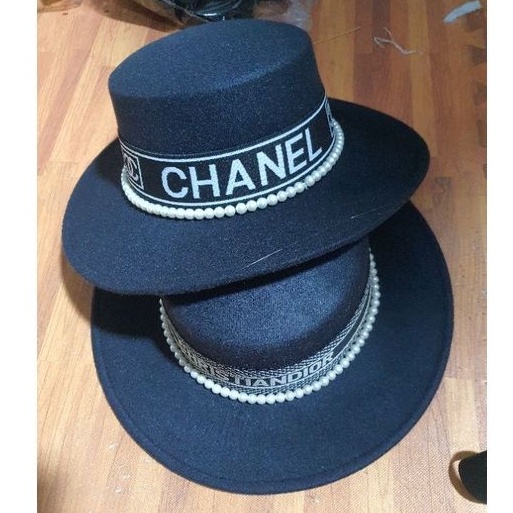 Mũ dạ nón cói vành nhỏ nhiều màu đi biển đai CC viền ngọc sang chảnh