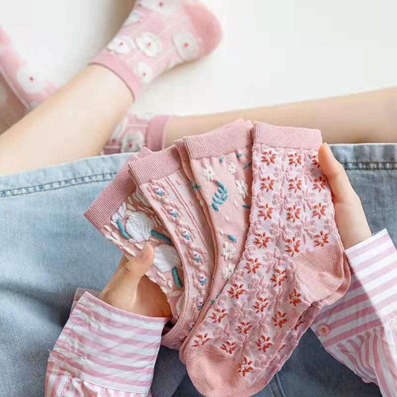 Tất len nữ chủ đề mầu hồng