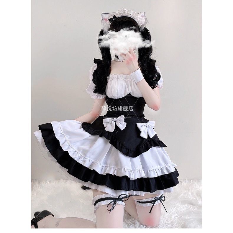 Váy maid cosplay đáng yêu 2 nơ - hóa trang hầu gái Nhật Bản mẫu 2022 | BigBuy360 - bigbuy360.vn