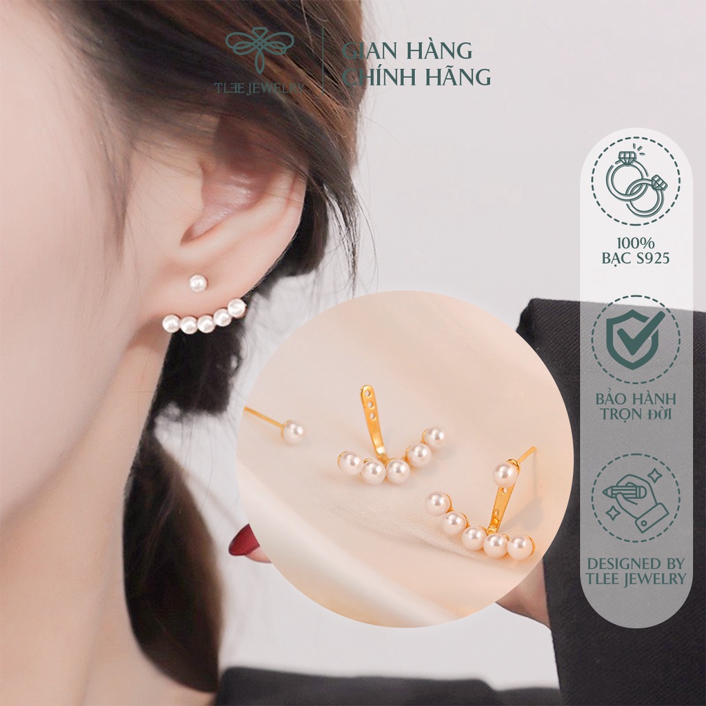 Khuyên tai bạc nữ TLEE trai nhân tạo dáng nữ tính NCJ B0189