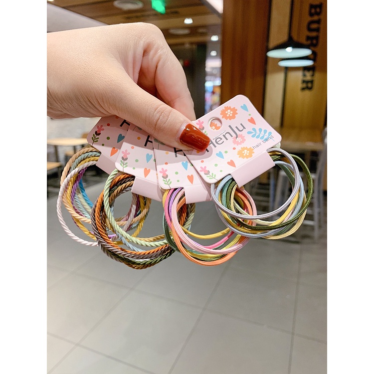 Set 6 Dây Thun Cột Tóc Phong Cách Đơn Giản Dễ Thương Dành Cho Nữ