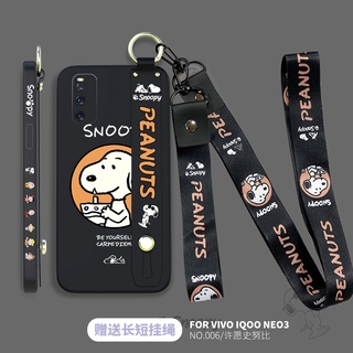 Snoopy Ốp lưng VIVO IQOO NEO 3 Dây buộc TPU chống va đập cho VIVO IQOO NEO3 Vỏ bọc cổ tay và dây đeo bằng silicon cho điện thoại