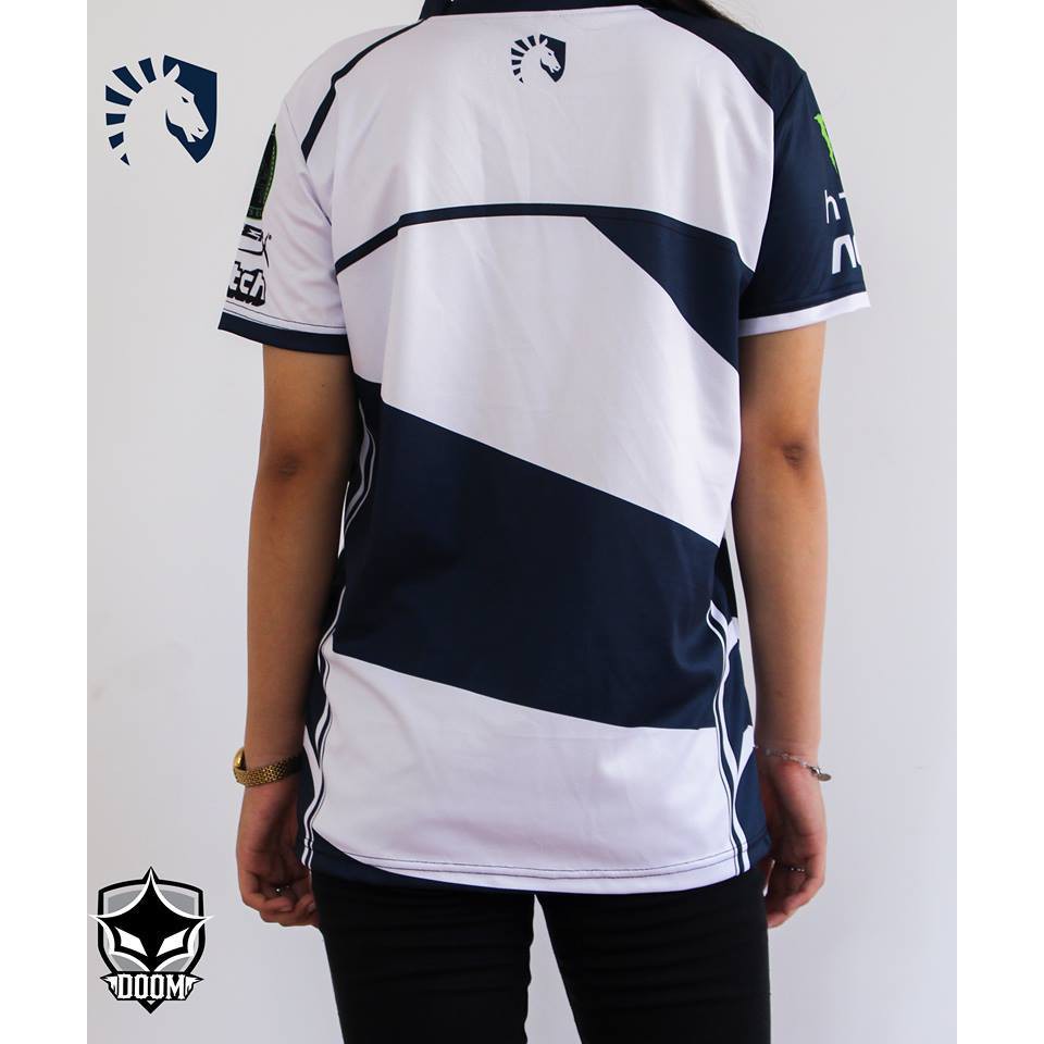 Áo thun Jersey Liquid xanh trắng