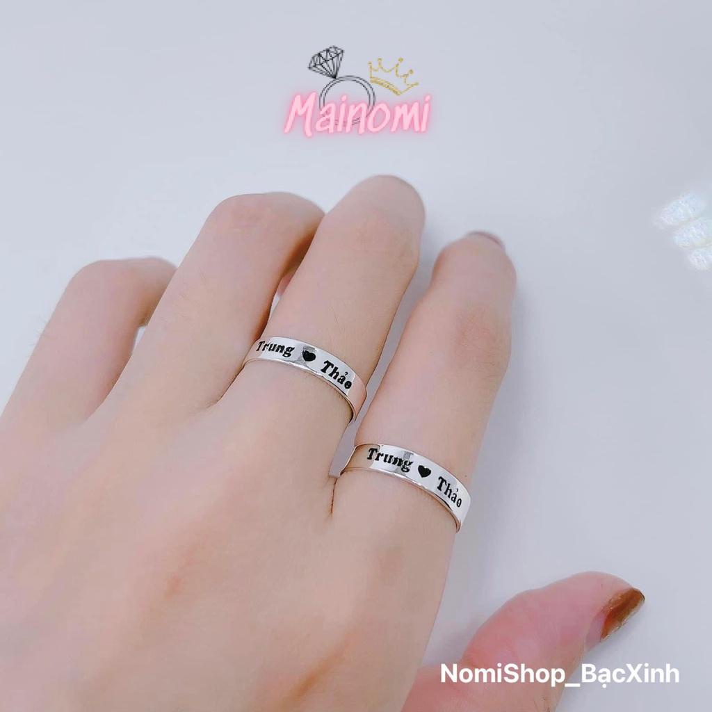 Nhẫn Khắc tên có thể làm mặt dây chuyền Mainomi Shop Bạc Xinh