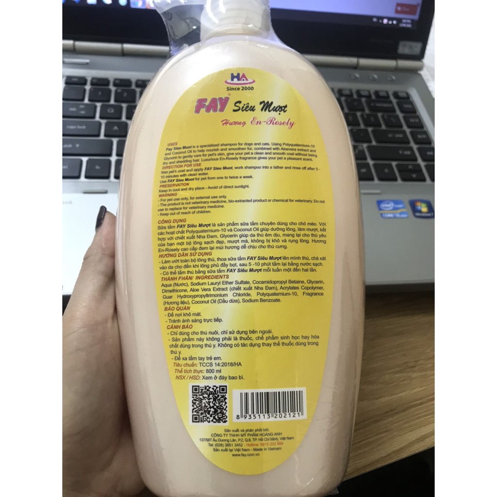 Sữa tắm chó mèo FAY siêu mượt - 800ml - 300ml